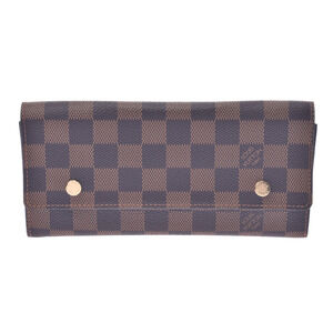 Louis Vuitton Damier Portefeuille Wallet Long Brown Canvas
